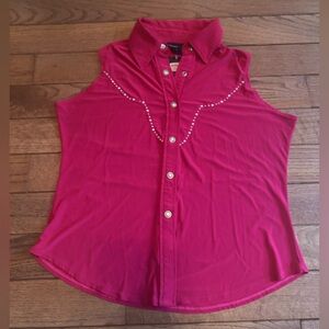 Western Barbie pink button up